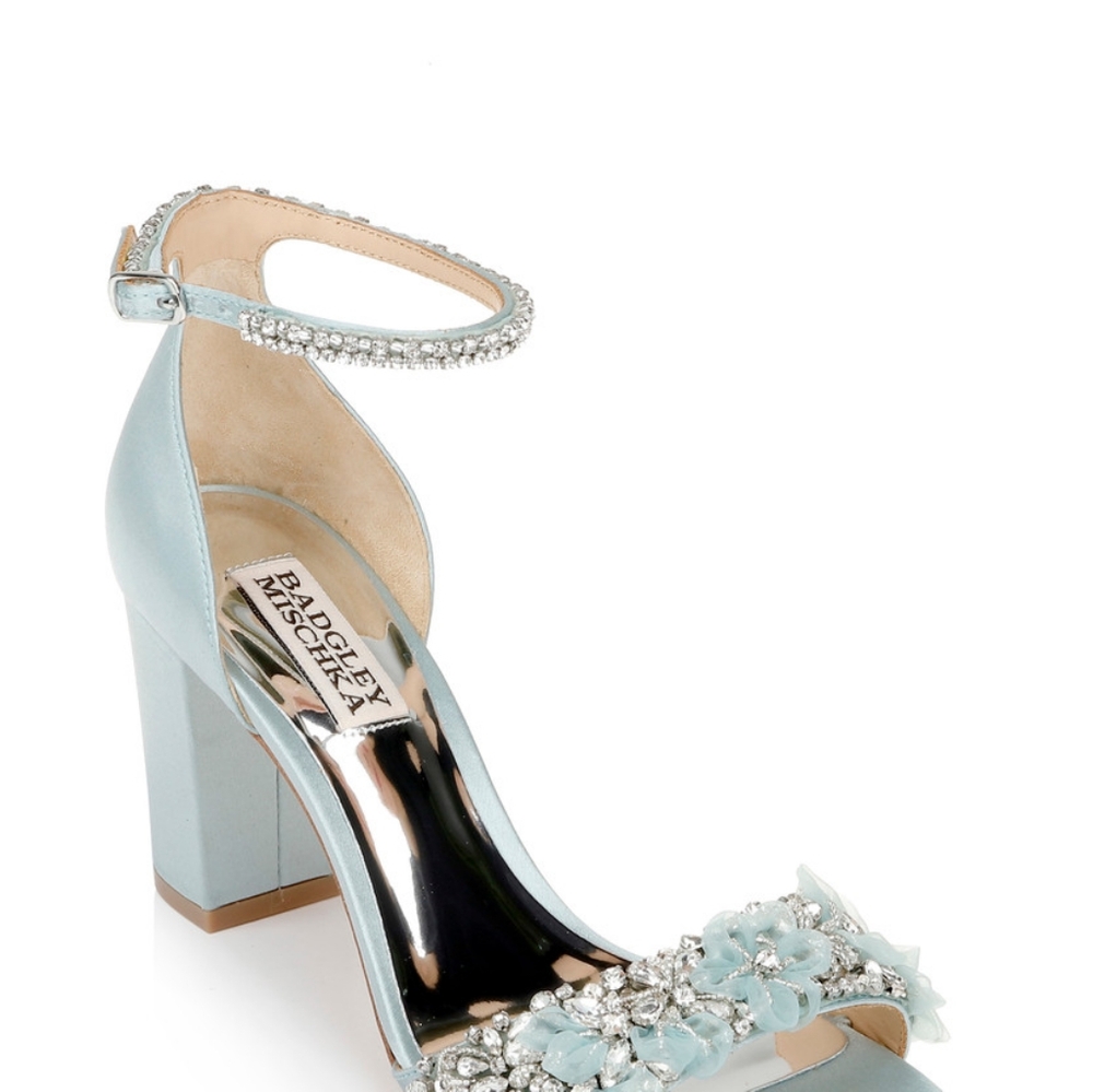 Color MIST BLUE FINESSE ANKLE STRAP EVENING SHOE - Picture 1 of 8
